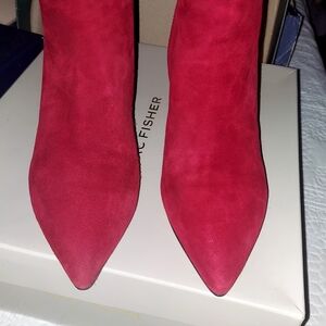 Marc Fisher Red Suede Heeled Boots